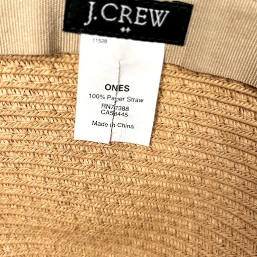 J. Crew Hat Tan Straw Wide Brim Floppy Textured Beach Summer Sun  One Size - Picture 11 of 14